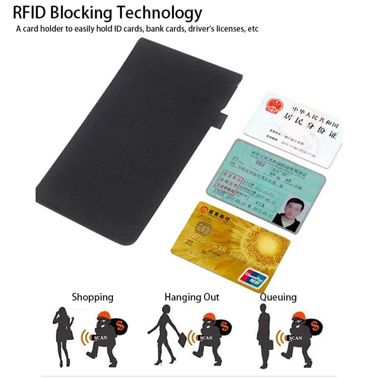 CL302 Oxford Cloth Signal Blocking Long Pouch RFID Blocker Phone Bag