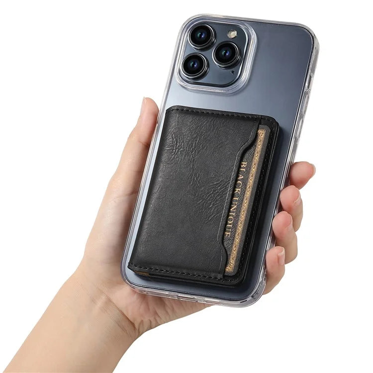 DENIOR Magnetic Card Case Compatible with MagSafe PU Leather Phone Card Holder Kickstand