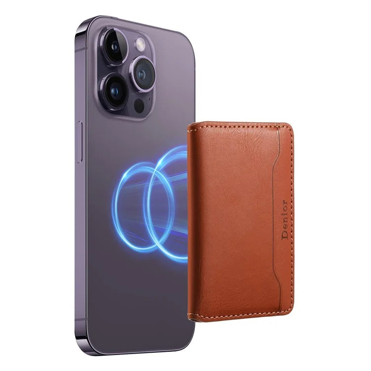DENIOR Magnetic Card Case Compatible with MagSafe PU Leather Phone Card Holder Kickstand