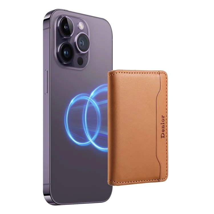DENIOR Magnetic Card Case Compatible with MagSafe PU Leather Phone Card Holder Kickstand