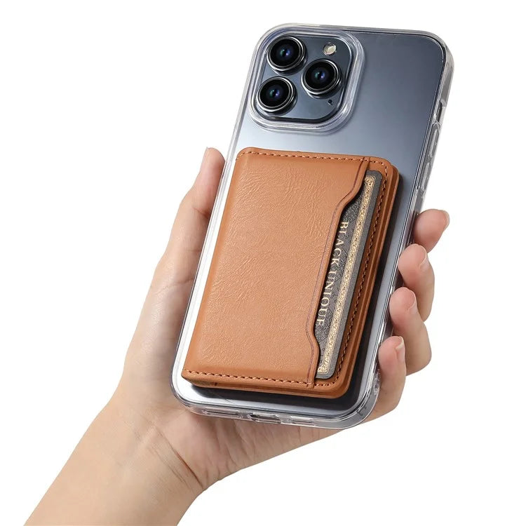 DENIOR Magnetic Card Case Compatible with MagSafe PU Leather Phone Card Holder Kickstand