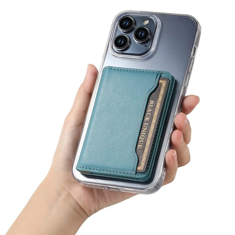 DENIOR Magnetic Card Case Compatible with MagSafe PU Leather Phone Card Holder Kickstand