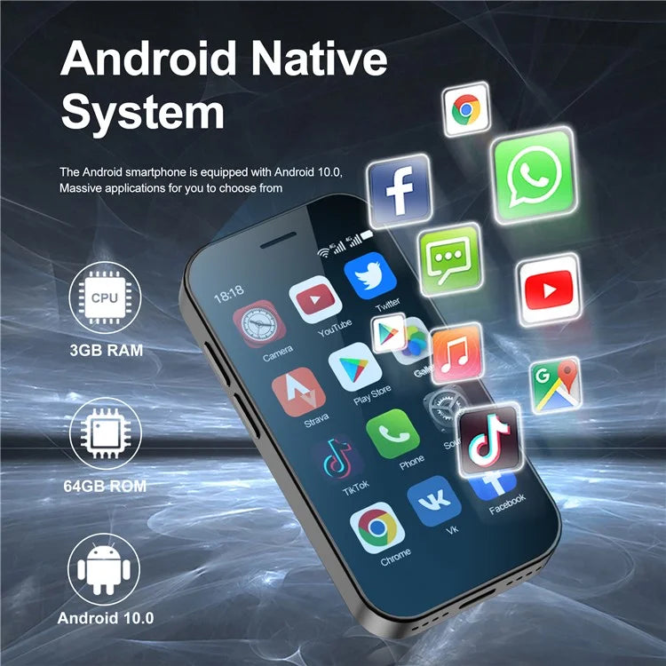 SERVO KING9000 3+64GB 3" Display Ultra-Mini 4G Smartphone, Dual SIM Dual Standby