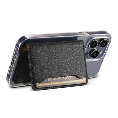 Calf Texture PU Leather Card Holder Phone Card Case Adhesive Cellphone Kickstand