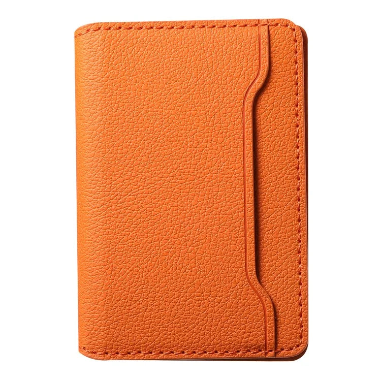 Calf Texture PU Leather Card Holder Phone Card Case Adhesive Cellphone Kickstand