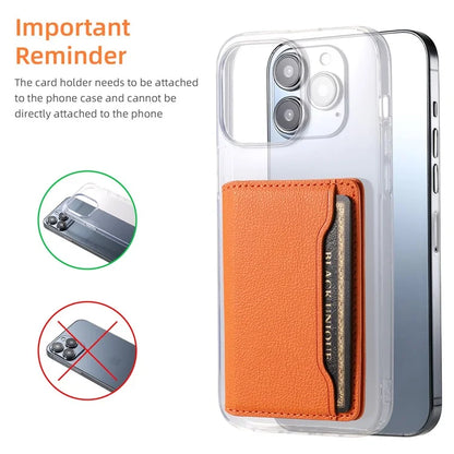 Calf Texture PU Leather Card Holder Phone Card Case Adhesive Cellphone Kickstand
