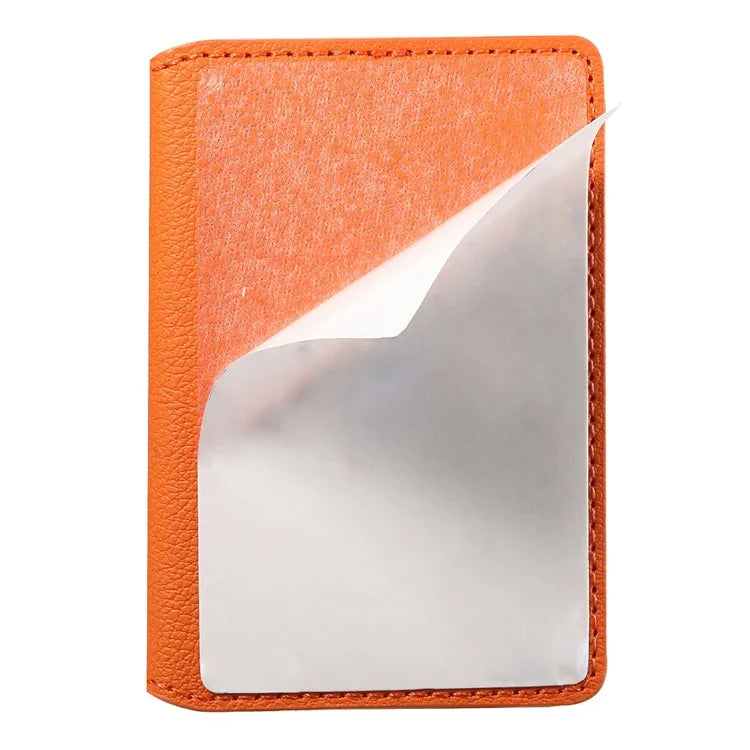 Calf Texture PU Leather Card Holder Phone Card Case Adhesive Cellphone Kickstand
