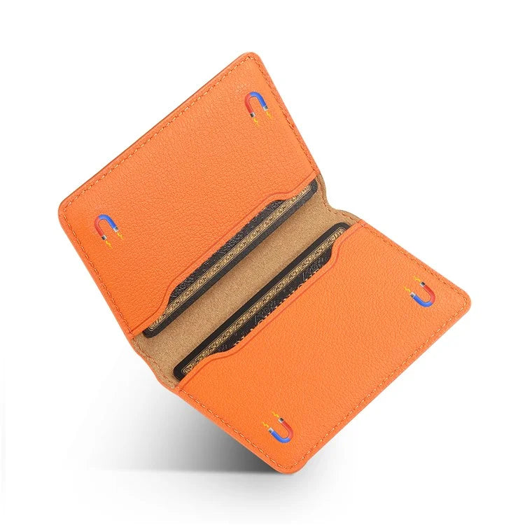 Calf Texture PU Leather Card Holder Phone Card Case Adhesive Cellphone Kickstand