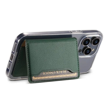 Calf Texture PU Leather Card Holder Phone Card Case Adhesive Cellphone Kickstand