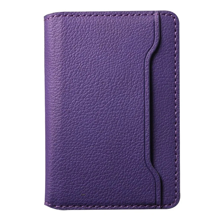 Calf Texture PU Leather Card Holder Phone Card Case Adhesive Cellphone Kickstand
