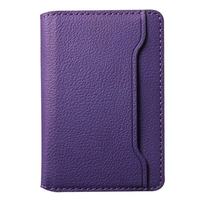 Calf Texture PU Leather Card Holder Phone Card Case Adhesive Cellphone Kickstand