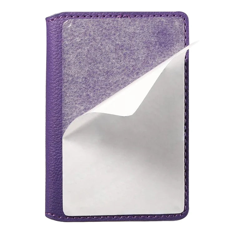Calf Texture PU Leather Card Holder Phone Card Case Adhesive Cellphone Kickstand