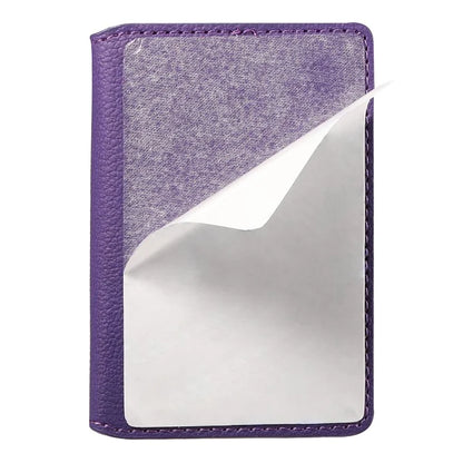 Calf Texture PU Leather Card Holder Phone Card Case Adhesive Cellphone Kickstand