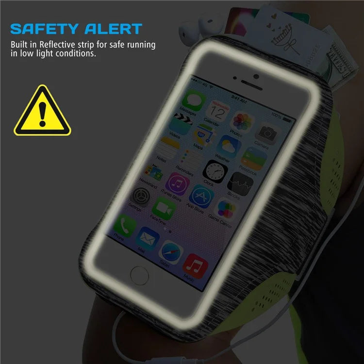 Outdoor Sports Arm Bag for Men and Women, Fitness Running Mobile Phone Pouch with Reflective Strip, Size L