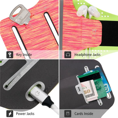 Outdoor Sports Arm Bag Fitness Cell Phone Pouch with Reflective Strip for Men and Women, Size M