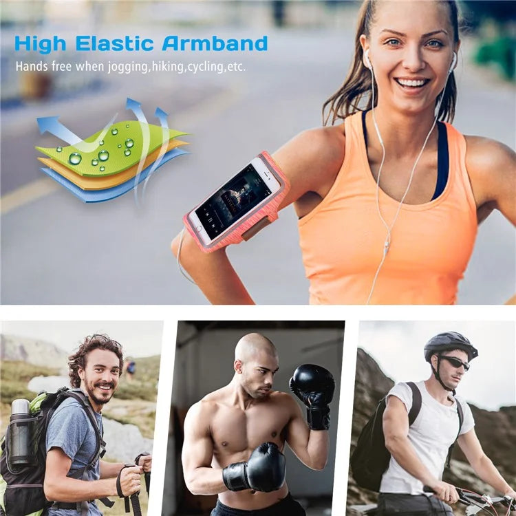 Outdoor Sports Arm Bag Fitness Cell Phone Pouch with Reflective Strip for Men and Women, Size M