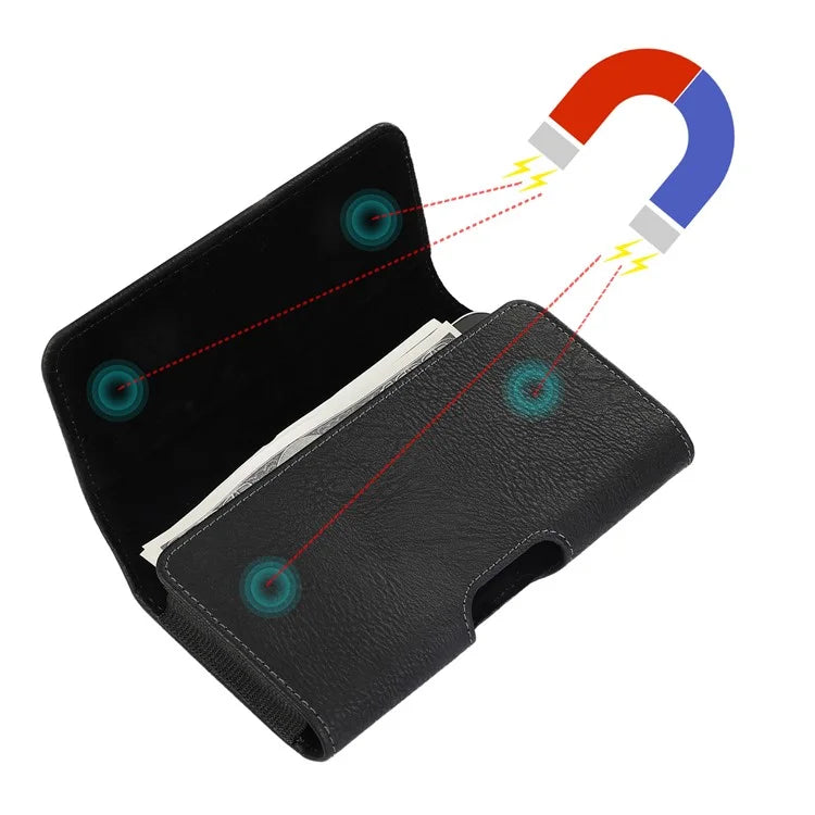 6.1 Inch Phone Waist Bag Horizontal Flip Carrying Case with Magnetic Closure