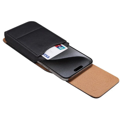 6.1 inch Phone Pouch PU Leather Waist Belt Hanging Phone Bag with Card Slot (Vertical Type)