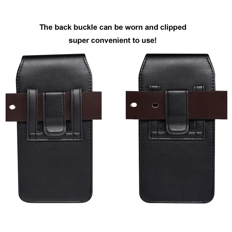 6.1 inch Phone Pouch PU Leather Waist Belt Hanging Phone Bag with Card Slot (Vertical Type)