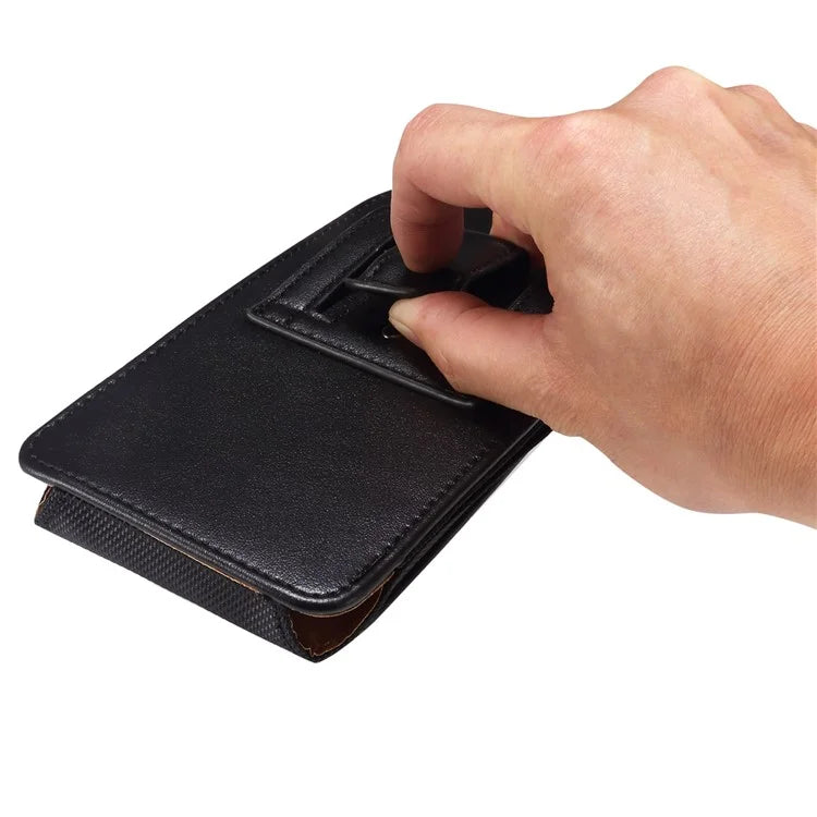 6.1 inch Phone Pouch PU Leather Waist Belt Hanging Phone Bag with Card Slot (Vertical Type)
