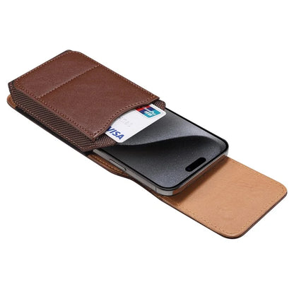 6.1 inch Phone Pouch PU Leather Waist Belt Hanging Phone Bag with Card Slot (Vertical Type)