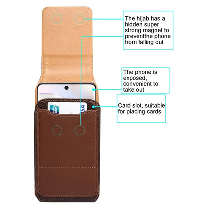 6.1 inch Phone Pouch PU Leather Waist Belt Hanging Phone Bag with Card Slot (Vertical Type)