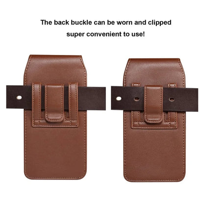 6.1 inch Phone Pouch PU Leather Waist Belt Hanging Phone Bag with Card Slot (Vertical Type)