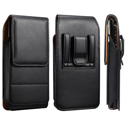 6.2-6.5 inch PU Leather Phone Bag Waist Belt Hanging Phone Holster with Card Slot (Vertical Type)