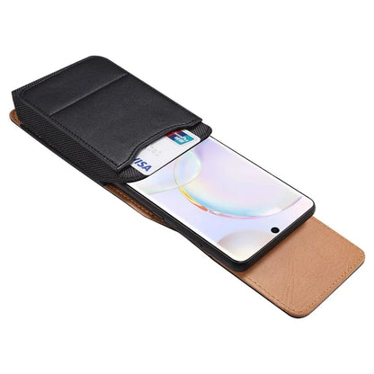 6.2-6.5 inch PU Leather Phone Bag Waist Belt Hanging Phone Holster with Card Slot (Vertical Type)