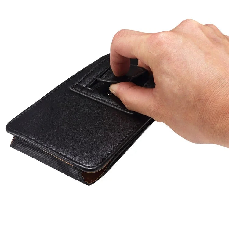 6.2-6.5 inch PU Leather Phone Bag Waist Belt Hanging Phone Holster with Card Slot (Vertical Type)