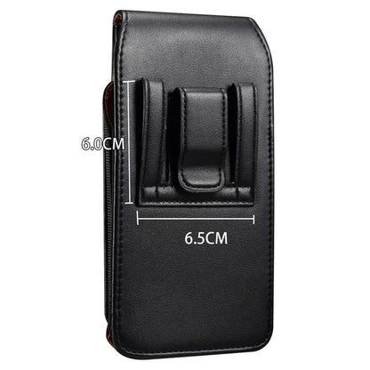 6.2-6.5 inch PU Leather Phone Bag Waist Belt Hanging Phone Holster with Card Slot (Vertical Type)