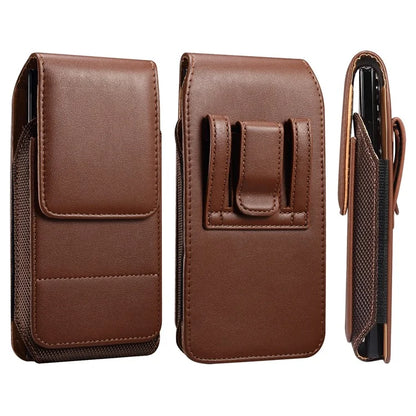 6.2-6.5 inch PU Leather Phone Bag Waist Belt Hanging Phone Holster with Card Slot (Vertical Type)