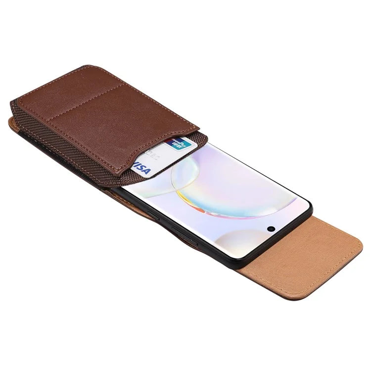 6.2-6.5 inch PU Leather Phone Bag Waist Belt Hanging Phone Holster with Card Slot (Vertical Type)