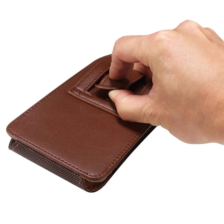 6.2-6.5 inch PU Leather Phone Bag Waist Belt Hanging Phone Holster with Card Slot (Vertical Type)