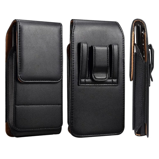 6.7-6.9 inch Phone Case Holster with Belt Clip PU Leather Phone Waist Bag (Vertical Type)