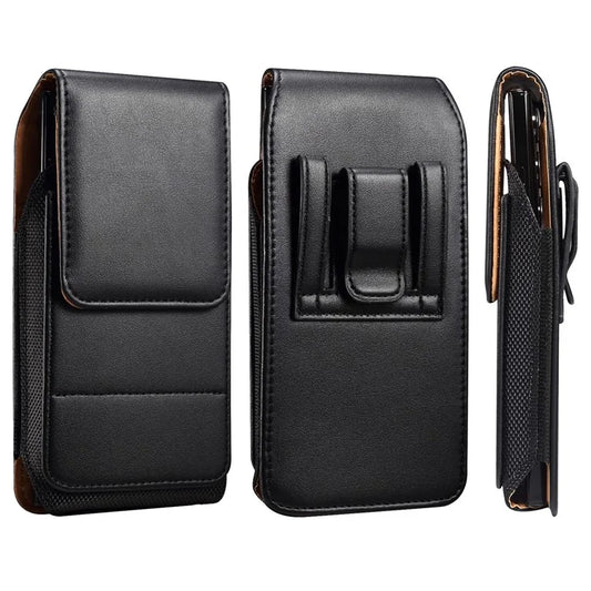 7.2 inch Phone Holster PU Leather Card Slot Waist Belt Phone Bag (Vertical Type)