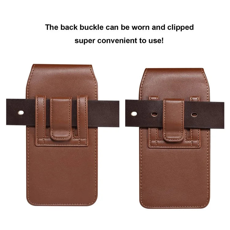 7.2 inch Phone Holster PU Leather Card Slot Waist Belt Phone Bag (Vertical Type)