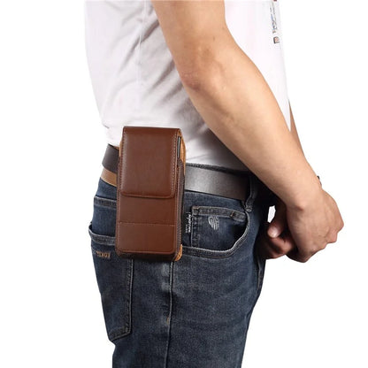 7.2 inch Phone Holster PU Leather Card Slot Waist Belt Phone Bag (Vertical Type)