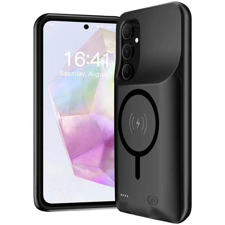 For Samsung Galaxy A55 5G 10000mAh External Battery Pack TPU Phone Case (Compatible with MagSafe Wireless Receiver)