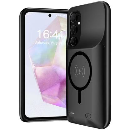 For Samsung Galaxy A55 5G 10000mAh External Battery Pack TPU Phone Case (Compatible with MagSafe Wireless Receiver)