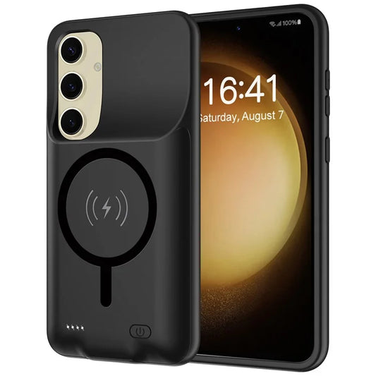 For Samsung Galaxy S24 10000mAh Extended Battery Compatible with MagSafe Soft Edge Phone Charging Case