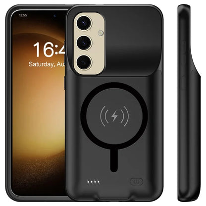 For Samsung Galaxy S24 10000mAh Extended Battery Compatible with MagSafe Soft Edge Phone Charging Case