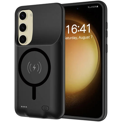 For Samsung Galaxy S23 10000mAh Phone Extended Battery Compatible with MagSafe TPU Edge Charging Case