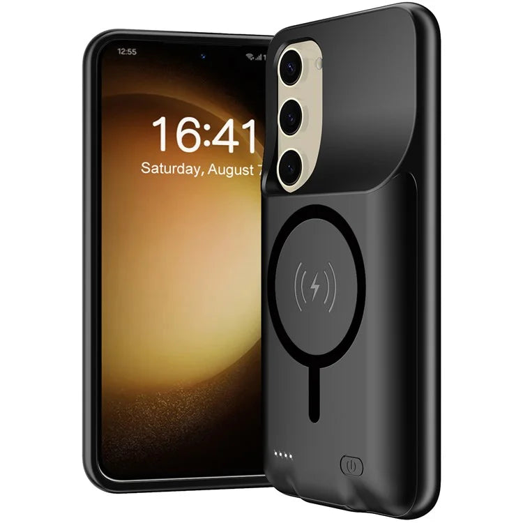 For Samsung Galaxy S23 10000mAh Phone Extended Battery Compatible with MagSafe TPU Edge Charging Case