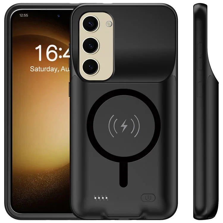 For Samsung Galaxy S23 10000mAh Phone Extended Battery Compatible with MagSafe TPU Edge Charging Case