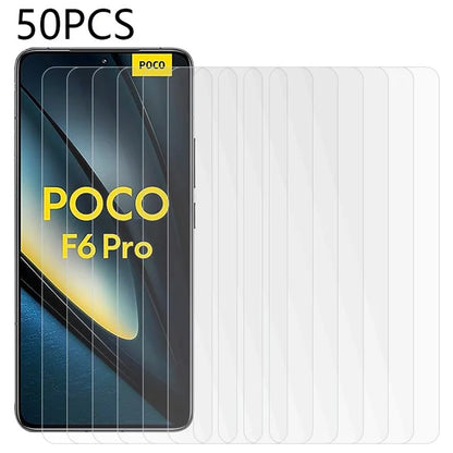 50PCS For Xiaomi Poco F6 Pro 5G / Redmi K70 5G / K70 Pro 5G Tempered Glass Screen Protector 0.3mm 2.5D Ultra Clear Film
