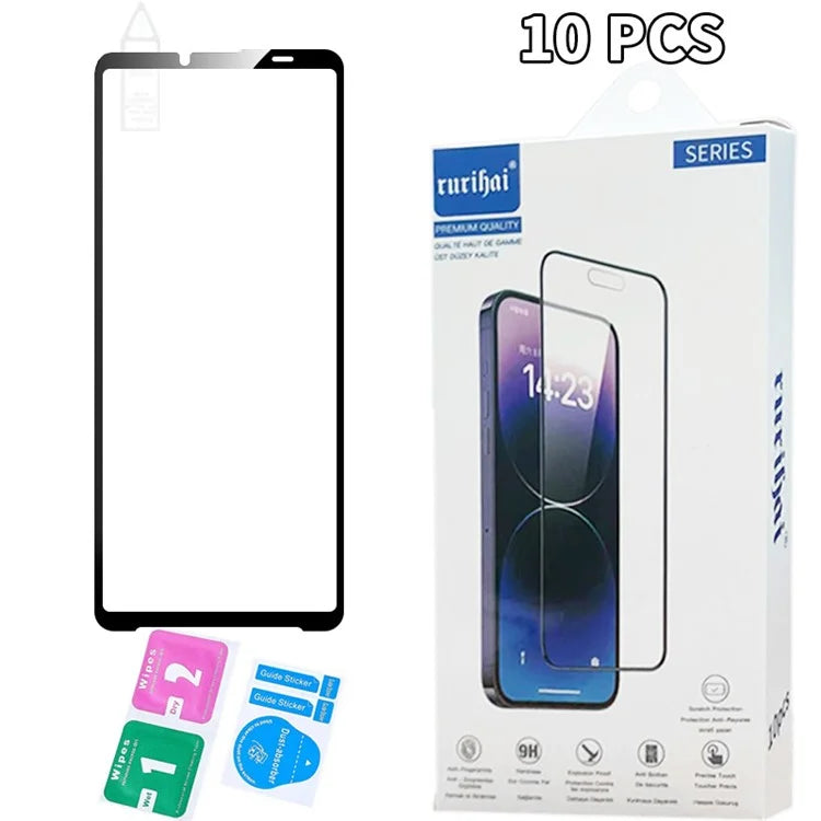 RURIHAI 10Pcs For Sony Xperia 10 VI Clear Screen Protector High Aluminum-Silicon Glass Film