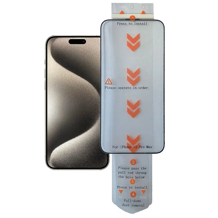 For iPhone 15 Pro Max Clear Tempered Glass Screen Protector (Work with Electric Screen Protector Applicator)