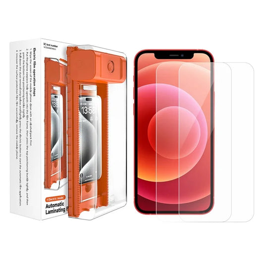 2Pcs For iPhone 12 Tempered Glass Screen Protector HD Clear Film with Dust Removal Install Tool