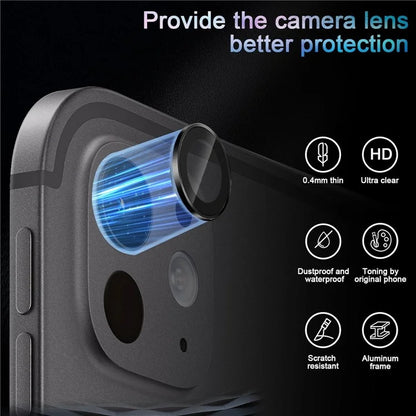 2Pcs For iPad Pro 11 (2024) / iPad Pro 13 (2024) Camera Lens Protector Metal Ring Tempered Glass Film